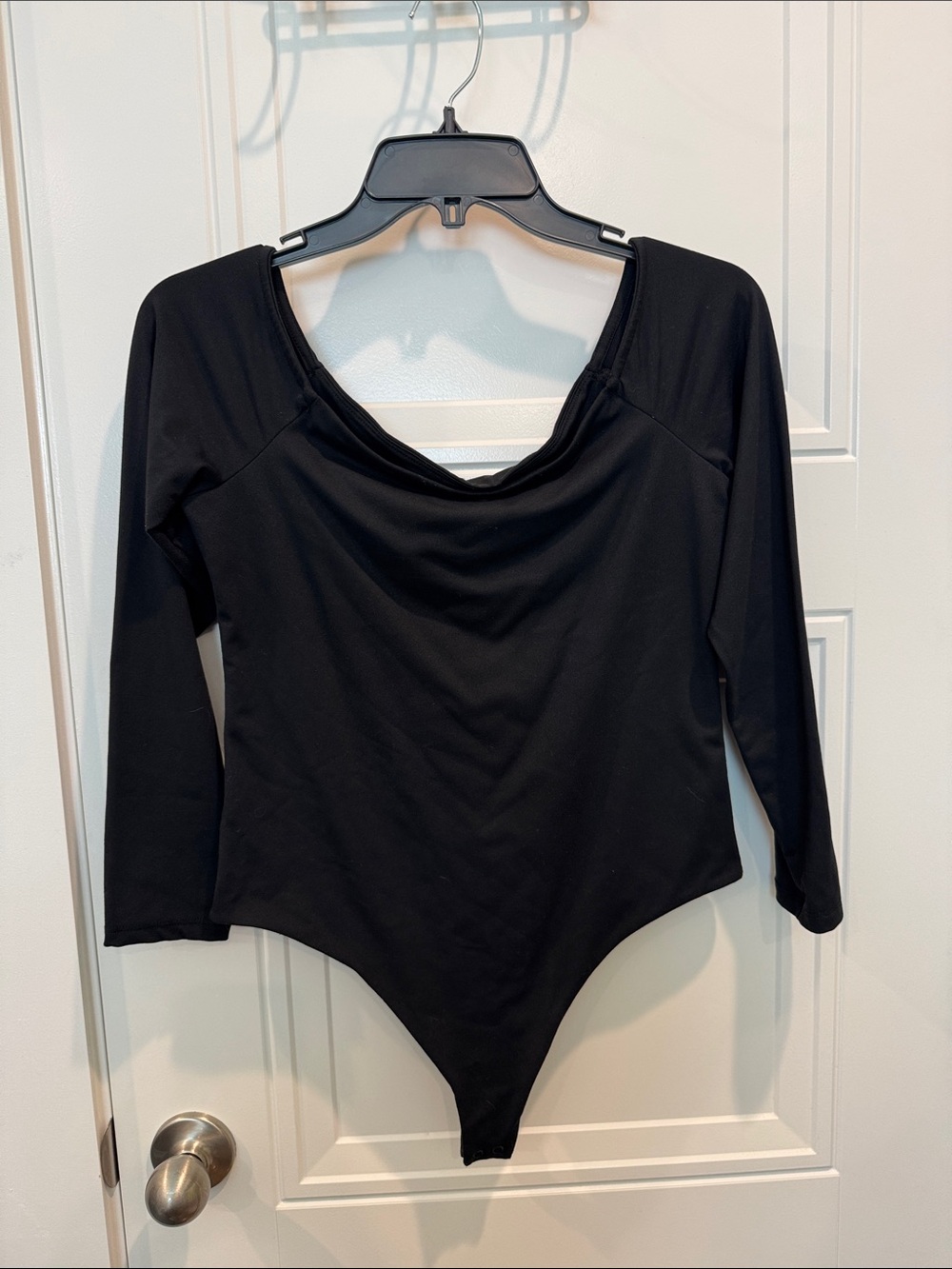 nuuds Black Long-Sleeve Scoop Neck Bodysuit
